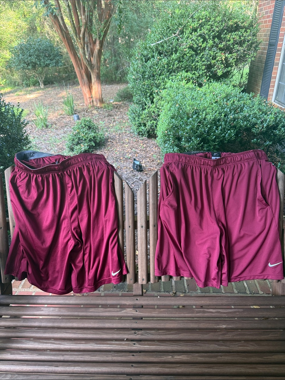 Nike Maroon Sports Shorts with White Swoosh